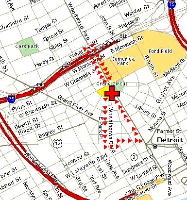 Detroit site and march map